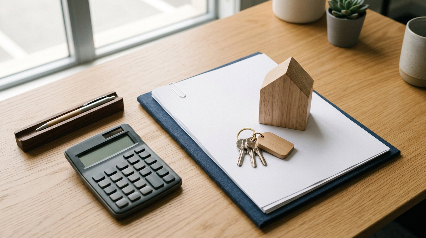 Calculator and house keys on a desk — planning rent versus buy with realistic lender assumptions in Australia